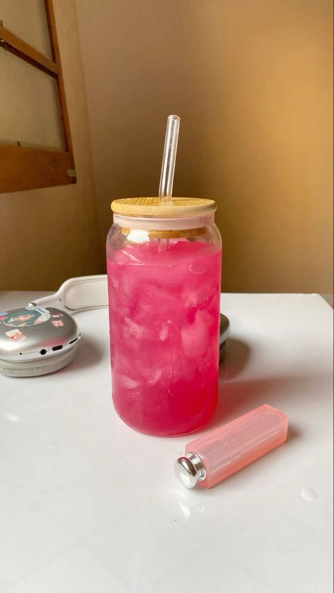 Cute Aesthetic Glass Tumbler for Girls | Iced Coffee Cup with Straw | Pinterest Style Drinkware