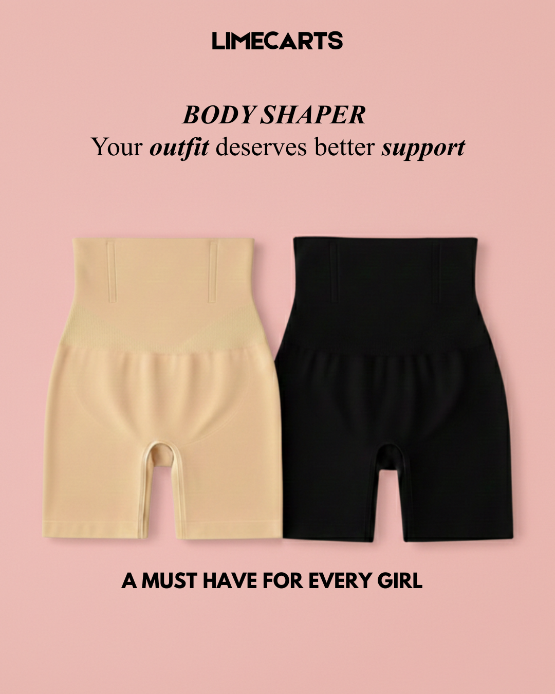 High Waist Seamless Body Shaper for Women | Tummy Control Shapewear Shorts  (Import Quality)