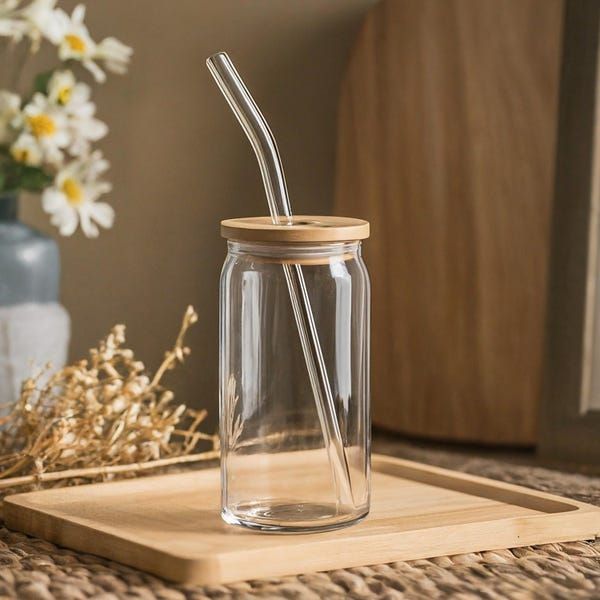 Cute Aesthetic Glass Tumbler for Girls | Iced Coffee Cup with Straw | Pinterest Style Drinkware
